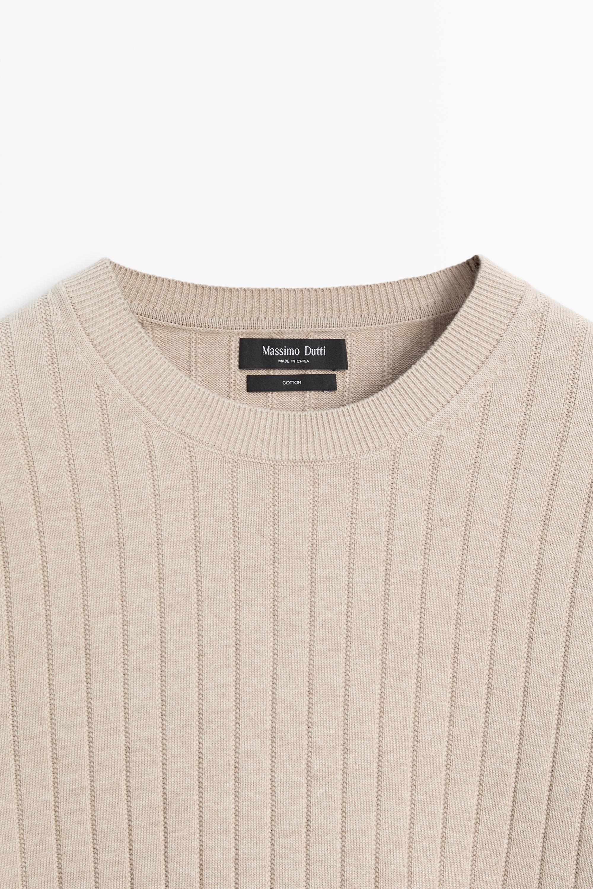 100% cotton ribbed knit sweater